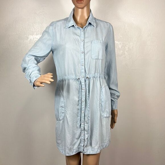 Athleta Blue Chambray Long Sleeve Shirt Dress Size XS - Picture 1 of 12